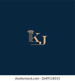 classy law logo with monogram and pillar letter concept of elegant attorney design KJ