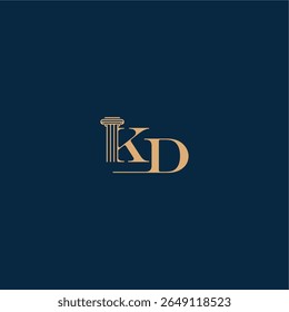 classy law logo met monogram en pilaar letter concept van elegante advocaat ontwerp KD