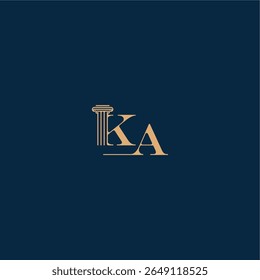 logotipo de lei classy com monograma e conceito de letra pilar de elegante design de advogado KA