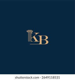 classy law logo met monogram en pilaar letter concept van elegante advocaat ontwerp KB