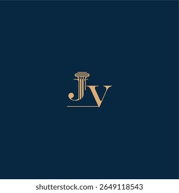 classy law logo met monogram en pilaar letter concept van elegante advocaat ontwerp JV