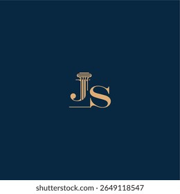 classy law logo with monogram and pillar letter concept of elegant attorney design JS