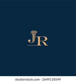 classy law logo met monogram en pilaar letter concept van elegante advocaat ontwerp JR