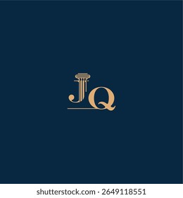 classy law logo met monogram en pilaar letter concept van elegante advocaat ontwerp JQ