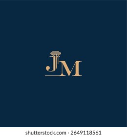 classy law logo with monogram and pillar letter concept of elegant attorney design JM