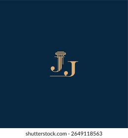 logotipo de lei classy com monograma e conceito de letra pilar de elegante design advogado JJ