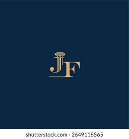 classy law logo with monogram and pillar letter concept of elegant attorney design JF