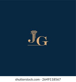 classy law logo with monogram and pillar letter concept of elegant attorney design JG