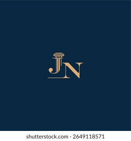 klassisches Logo mit Monogramm und Säulenbrief Konzept eleganten Anwaltsdesign JN
