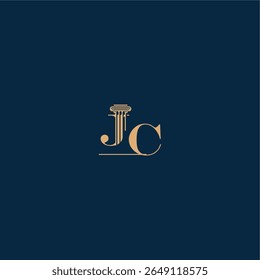 classy law logo met monogram en pilaar letter concept van elegante advocaat ontwerp JC