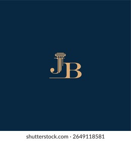 classy law logo met monogram en pilaar letter concept van elegante advocaat ontwerp JB