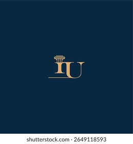 classy law logo with monogram and pillar letter concept of elegant attorney design IU