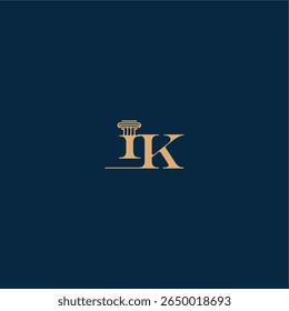 classy law logo with monogram and pillar letter concept of elegant attorney design IK