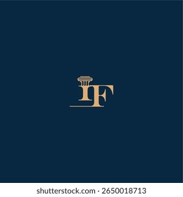 Logo de ley con clase con monograma y concepto de letra de pilar de diseño de abogado elegante IF