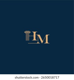 classy law logo with monogram and pillar letter concept of elegant attorney design HM