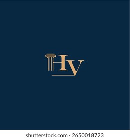 classy law logo with monogram and pillar letter concept of elegant attorney design HV