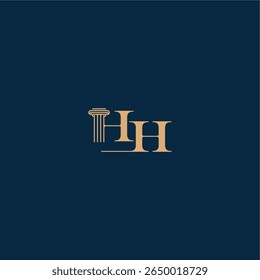 classy law logo with monogram and pillar letter concept of elegant attorney design HH