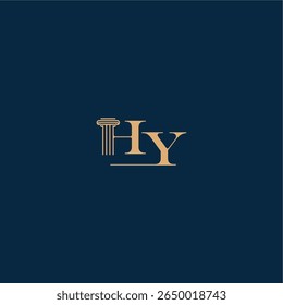 classy law logo with monogram and pillar letter concept of elegant attorney design HY