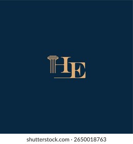 classy law logo with monogram and pillar letter concept of elegant attorney design HE
