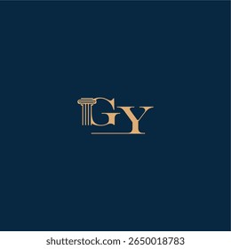 classy law logo with monogram and pillar letter concept of elegant attorney design GY