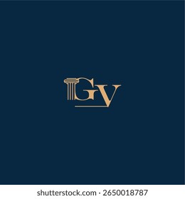 classy law logo with monogram and pillar letter concept of elegant attorney design GV