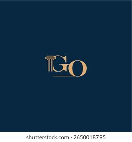 classy law logo with monogram and pillar letter concept of elegant attorney design GO