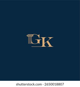 classy law logo with monogram and pillar letter concept of elegant attorney design GK
