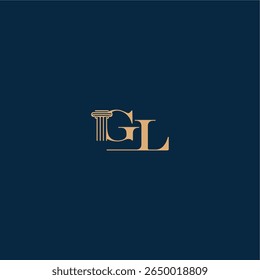 logotipo de lei classy com monograma e conceito de letra pilar de design elegante advogado GL