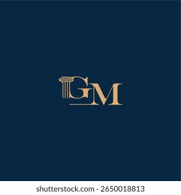 classy law logo with monogram and pillar letter concept of elegant attorney design GM