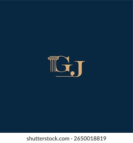 classy law logo with monogram and pillar letter concept of elegant attorney design GJ
