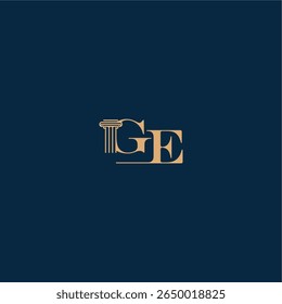 classy law logo with monogram and pillar letter concept of elegant attorney design GE