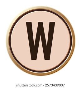 Classy letter W in romantic tones, perfect for Valentine’s Day cards, banners, or any love-themed graphic projects