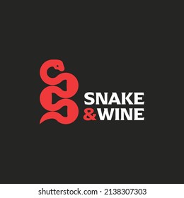 Classy logo concept of snake symbol and wine glass symbol