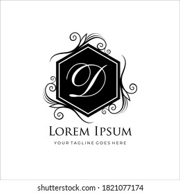 Classy Monogram Logo - Luxury Decorative Initial Design - Elegant Letter Floral Frame Vector Illustration
