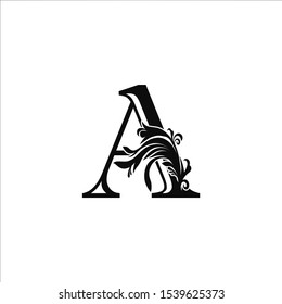 Classy Monogram Luxury Initial Letter A logo design concept on black color with floral shape for luxuries business, fashion, hotel, royal and more brands.
