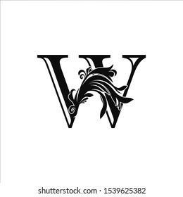 Classy Monogram Luxury Initial Letter W  logo design concept on black color with floral shape for luxuries business, fashion, hotel, royal and more brands.