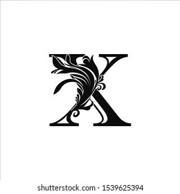 Classy Monogram Luxury Initial Letter X logo design concept on black color with floral shape for luxuries business, fashion, hotel, royal and more brands.