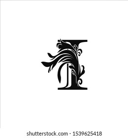 Classy Monogram Luxury Initial Letter I logo design concept on black color with floral shape for luxuries business, fashion, hotel, royal and more brands.