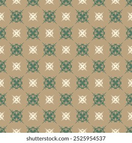 Monograma Elegante Tri - Cor Verde Bege Marrom. Vetor de padrão contínuo. Inspirado na ilustração da Natureza na Terra. O Design Delicado para Vestuário, seda, desenho de mão, fundo, mistério, convite.