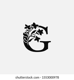 Classy Nature Initial letter G vintage Logo Icon. Design Concept Monocrome leaves Logo Icon black color  recomended for boutique,restaurant, wedding service, hotel or business identity.