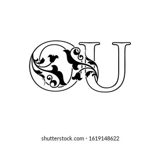 Classy O, U and OU Vintage Letter Logo Design