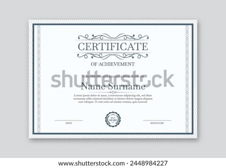 Classy ornamental certificate template. Certificate of Achivement