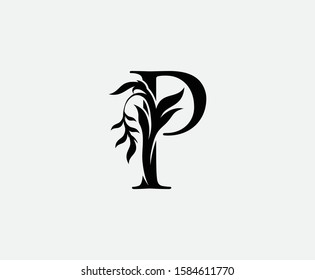 Classy P Letter Luxury Logo. Initial  P With Floral Shape design perfect for fashion, Jewelry, Beauty Salon, Hotel, Cosmetics, Spa, Resort and Restaurant Logo Icon. 