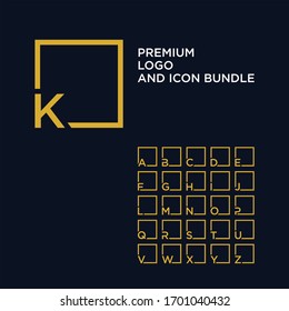 Classy premium gold bundle logo alphabet box exclusive vector