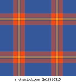 Tártaro de fundo sem costura elegante, padrão de tingimento têxtil. Vetor de textura de verificação de tecido ornamentado na paleta de cores azul e vermelho.