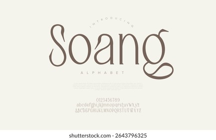 Fonte serif elegante com elementos caligráficos e curvas exclusivas para necessidades de design de upscale