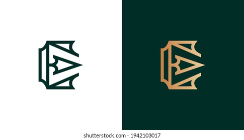 Classy and sharp letter E Arrow logo, simple, luxury E initial monogram, spear, gold logo vector template