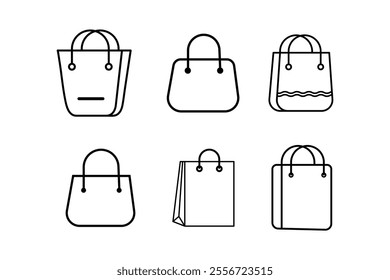 Classy Shopping Bags Market Icon Illustration for Upscale Boutique Aesthetics, shopping, bags, market, icon, purchase, consumer, store, sale, product, package, cart, silhouette, carry, display