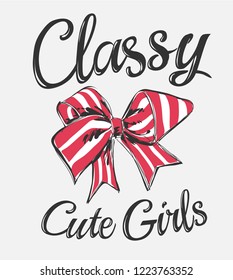 classy slogan with stripe ribbon illustration
