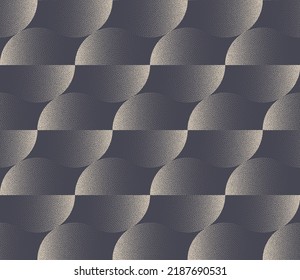 Clásico Dividir Círculos Estiple El Fondo Del Resumen Del Patrón Gris Del Vector De Patrón Sin Marea. Papel de fondo repetitivo de color gris claro retro de diseño textil retro de los años 60's 70. Ilustración retro de arte de semitono